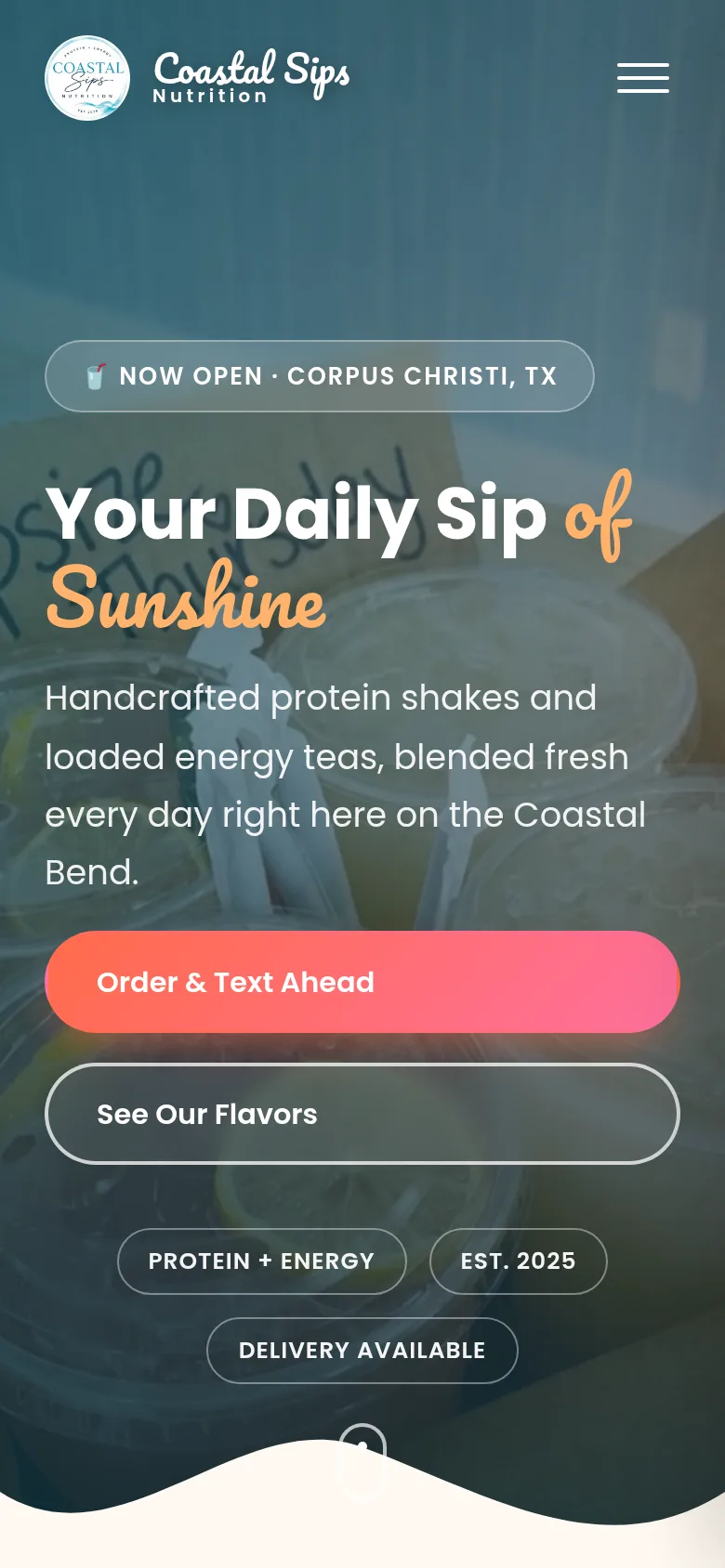 Coastal Sips Nutrition mobile website concept