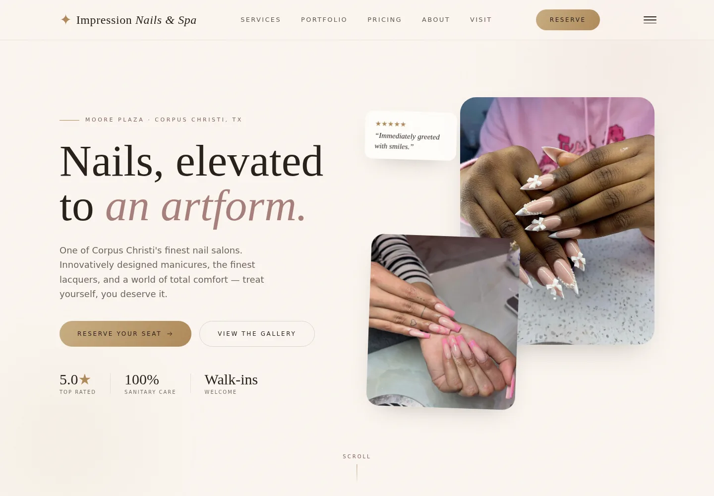 Impression Nails & Spa website screenshot