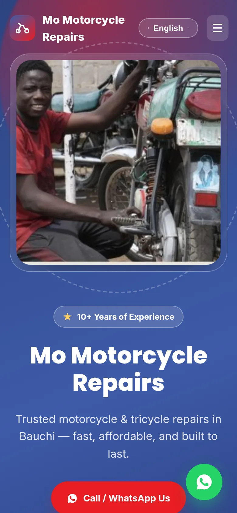Mo Motorcycle Repairs mobile website concept