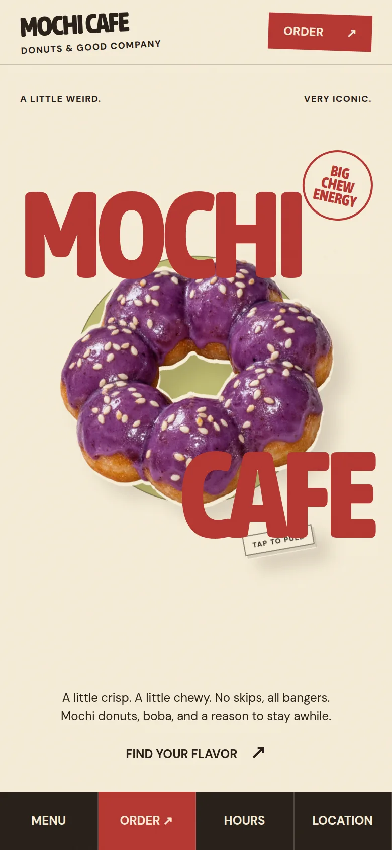 Mochi Cafe mobile website concept